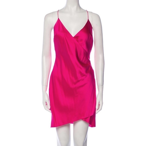 NEW SER.O.YA LEAH SILK Spandex DRESS Fuchsia Purple {$350} Blend Halter Cross XS - Picture 1 of 13